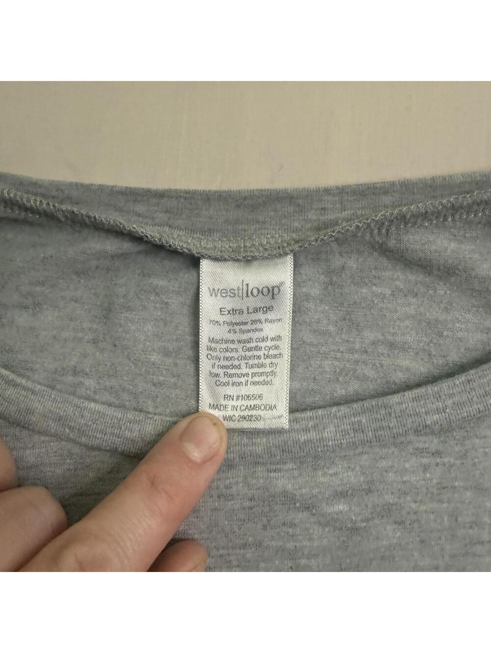 West Loop Extra Large Gray Ruffle Sleeve Top - Picture 3 of 4